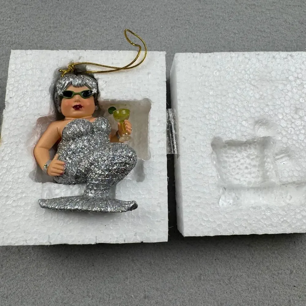 December Diamonds 2008 Retired Margarita Silver Mermaid Ornament Silver Glitter